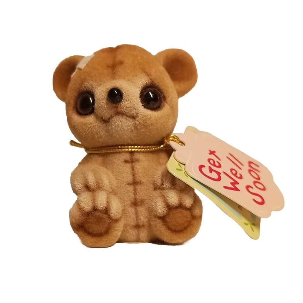 Josef Originals Fuzzy Wuzzy 2” Bear Bandaid Get Well Soon Vtg Figurine Japan‎